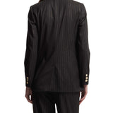 Blazer gessato 2 bottoni Irena nero/oro