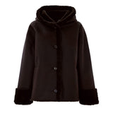 Cappotto montone Kalliopo con cappuccio moro