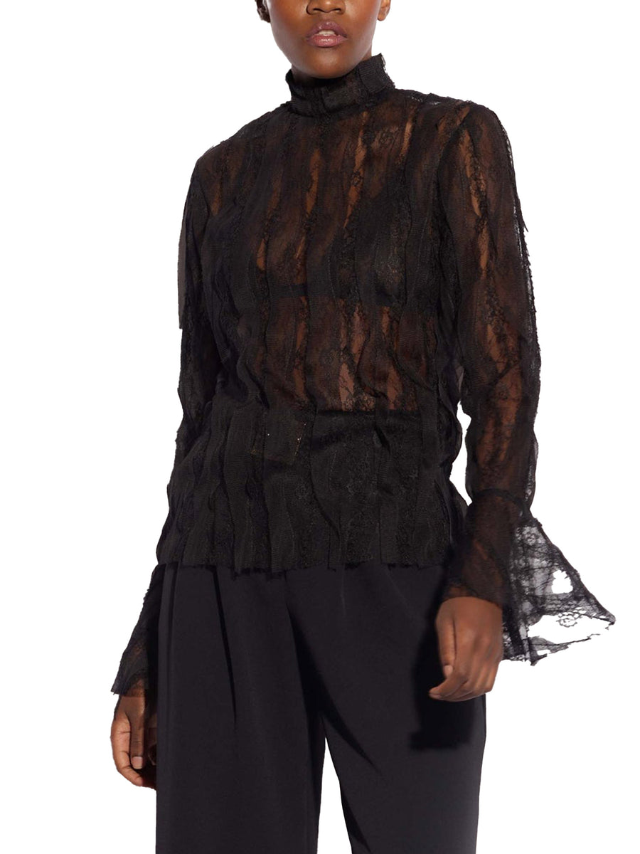 Blusa in pizzo Myllow con manica flare nero