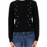 Maglia girocollo Regis con strass nero