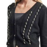 Cardigan Thesy con perle e bottoni gioiello nero