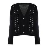 Cardigan Thesy con perle e bottoni gioiello nero