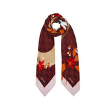 Foulard 120X120 flowery logo bordeaux