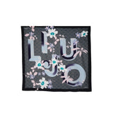 Foulard 120X120 flowery logo nero multi