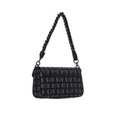 Borsa a spalla jacquard nero/grigio