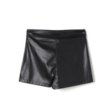 Gonna pantalone ecopelle a pieghe nero