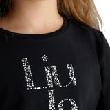 T-shirt maxi logo LiuJo a maniche lunghe nero