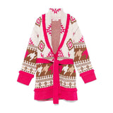 Cardigan aperto con cintura fantasia fucsia