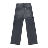 Jeans cargo in cotone black denim