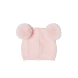 Cappello in maglia con pon pon rosa