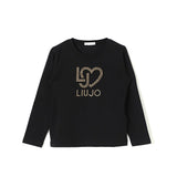 T-shirt logo frontale LiuJo strass nero