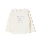 T-shirt logo frontale LiuJo strass bianco