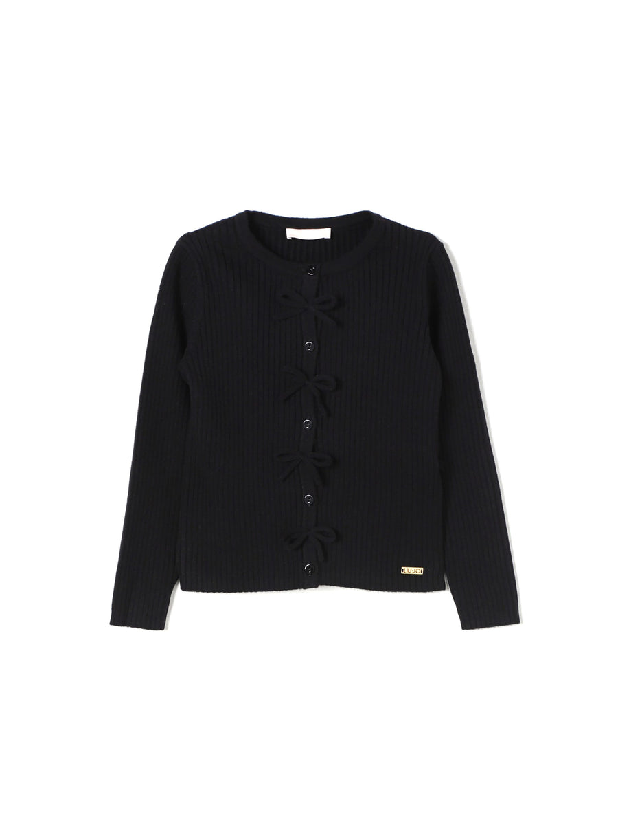 Cardigan dettaglio fiocchi nero