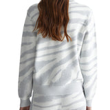 Maglia a V manica lunga zebra lurex bianco/argento