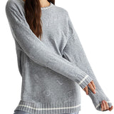 Maglione ampio manica lunga con logo allover grigio