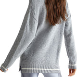 Maglione ampio manica lunga con logo allover grigio