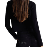 Cardigan bottom up con tasche applicazioni nero