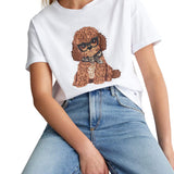 T- shirt manica corta fluffy dog bianco