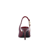 Slingback modello chanel in vernice con catena e cuori bordeaux