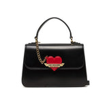 Borsa a mano con applicazione heart logo nero