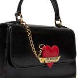 Borsa a mano con applicazione heart logo nero