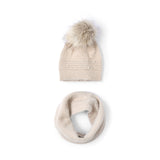 Set due pezzi cappello e sciarpa beige
