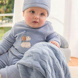 Copertina in maglia di cotone azzurro