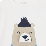 T-shirt manica lunga orso panna