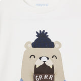 T-shirt manica lunga orso panna