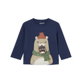 T-shirt manica lunga orso blu