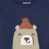 T-shirt manica lunga orso blu