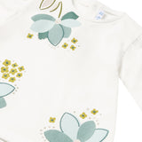 T-shirt manica lunga flowers panna