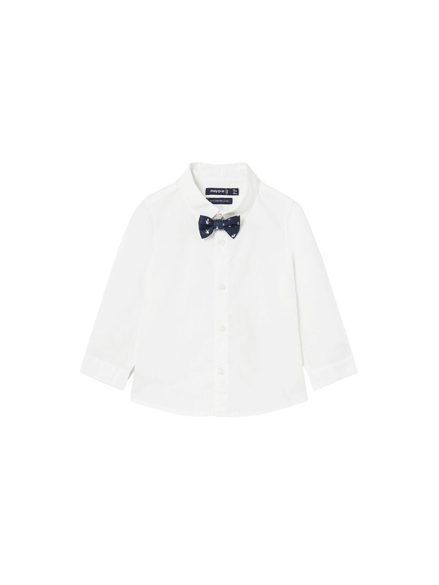 Camicia manica lunga con papillon bianco