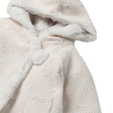 Cardigan cappuccio e pompon panna
