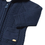 Cardigan con zip tricot blu