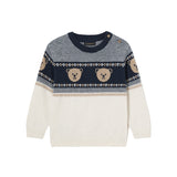 Girocollo jacquard beige/blu