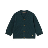 Cardigan tricot a quadri verde