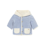 Cappotto reversibile con cappuccio Teddy celeste