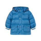 Piumino cappuccio in nylon azzurro