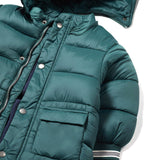 Piumino cappuccio in nylon verde
