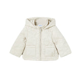 Giubbino cappuccio trapuntato cuori beige