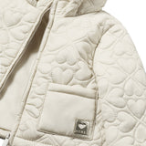 Giubbino cappuccio trapuntato cuori beige