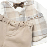 Completo tre pezzi camicia, gilet e pantalone marrone/beige