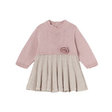 Abito plisset in tricot rosa/beige