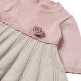 Abito plisset in tricot rosa/beige