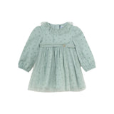 Abito maniche lunghe in tulle flower verde giada