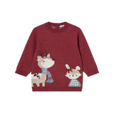 Abito in maglia tricot intarsio animali rosso