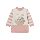 Abito in maglia tricot intarsio animali rosa