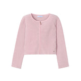 Cardigan con zip tricot rosa