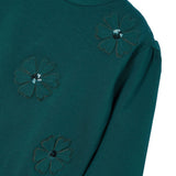 Felpa manica lunga applicazione fiori verde